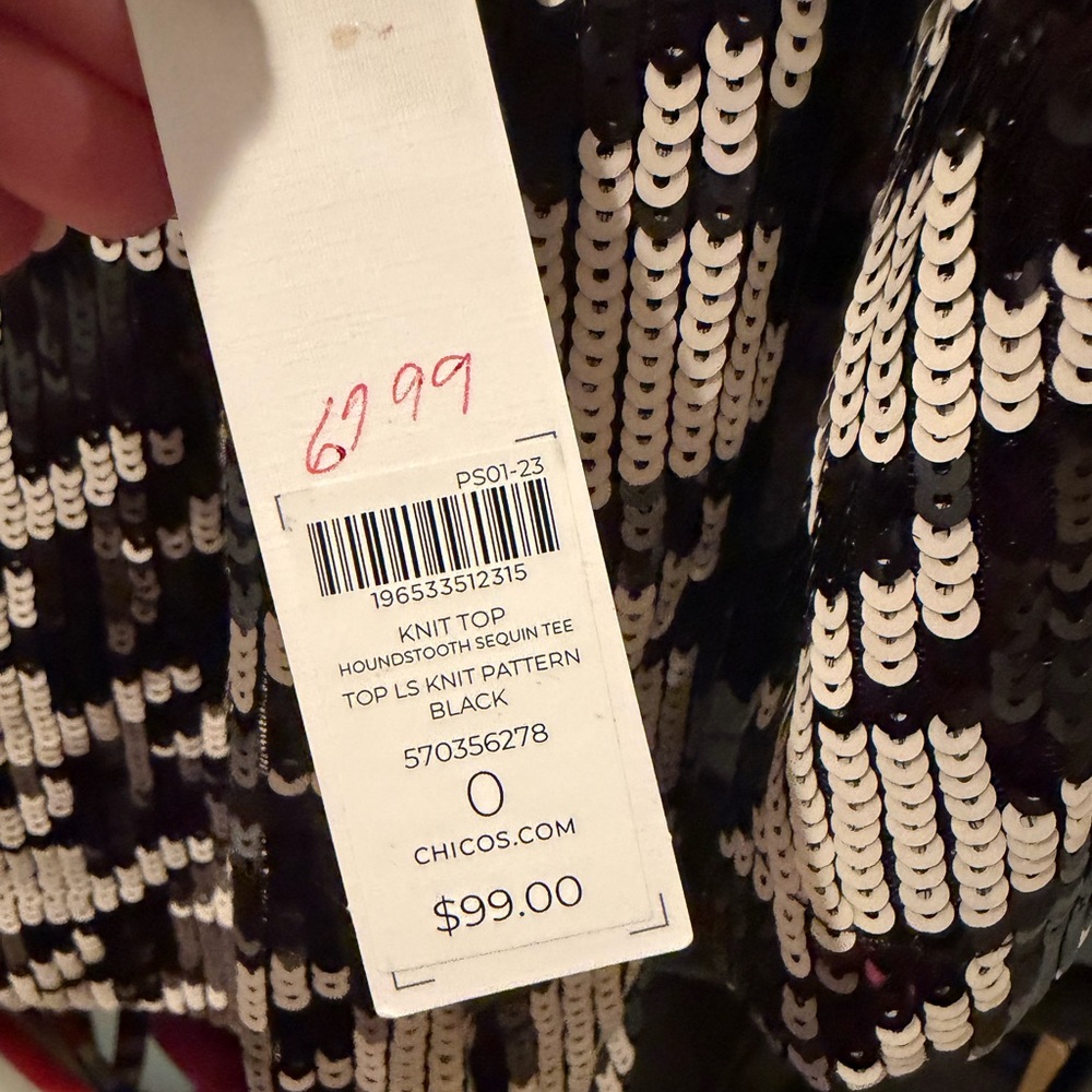 Chico's Black and White Sequin Blouse NWT - Picture 4 of 7